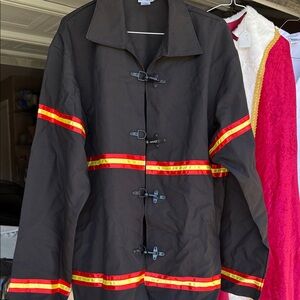 Black Jacket with Red and Yellow Stripes